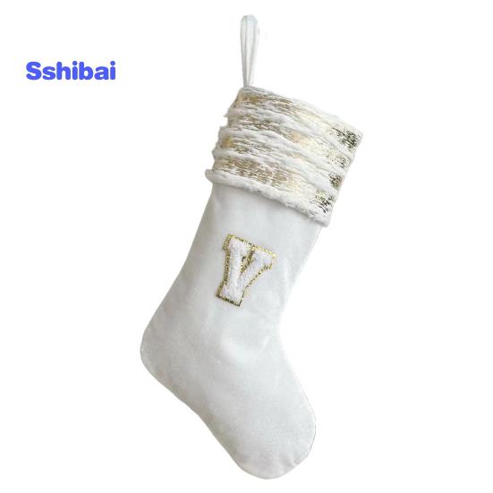 Рождественский чулок с вышивкой и ремешком, износостойкие носочки большой емкости с рождественскими буквами, подвесное украшение
