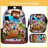 Minecraft Printed Cartoon Backpack Student Schoolbag Shoulder Bag Pencil Bag