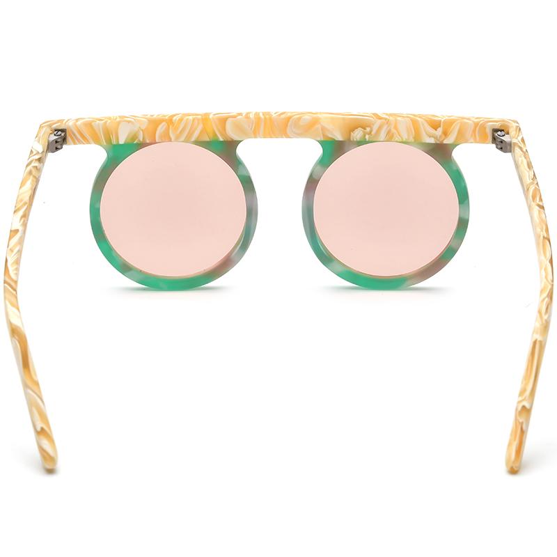 Borregls Matte Acetate Multicolour Polarized Sunglasses UV400 Women Brand Designer Retro Vintage Round Sun Glasses Men 19339T