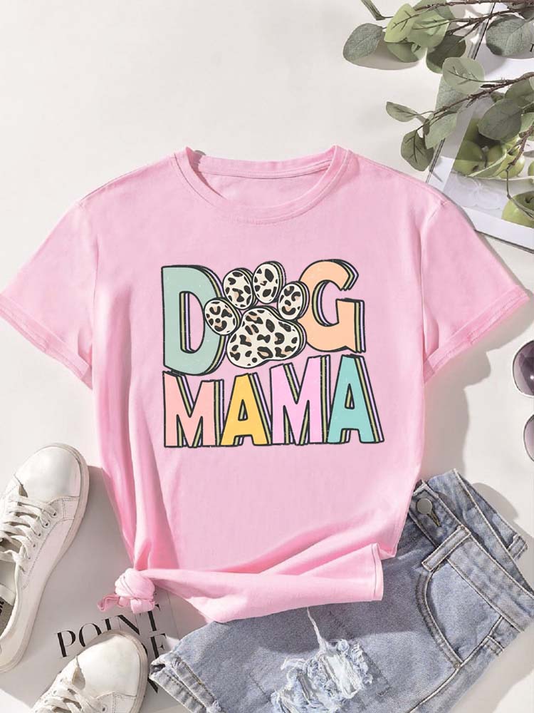 Трендовые женские футболки с принтом «Trend Dog Mama», модные футболки с мультяшным графическим принтом, одежда, женская футболка, короткий рукав, повседневные футболки