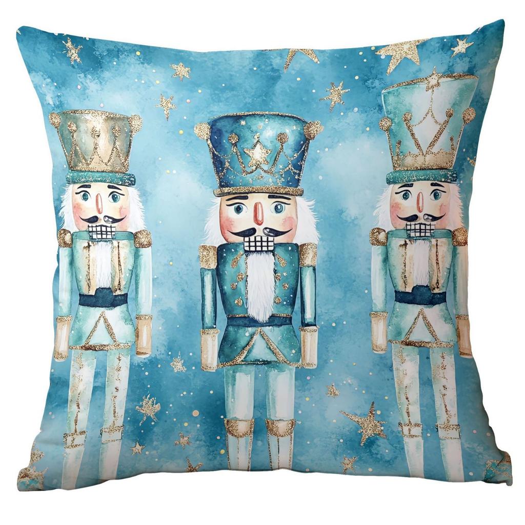 Новая Рождественская наволочка Домашнее Рождественское украшение Подушка Синие елочные шары Сосна Снежная сцена