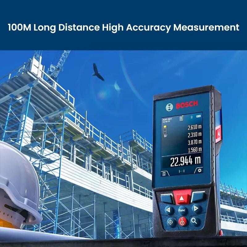 Bosch GLM 100-25 C Laser Rangefinder 100M Laser Distance Meter 2.8" IPS HD Color Screen Bluetooth4.2 APP Control Digital Measure