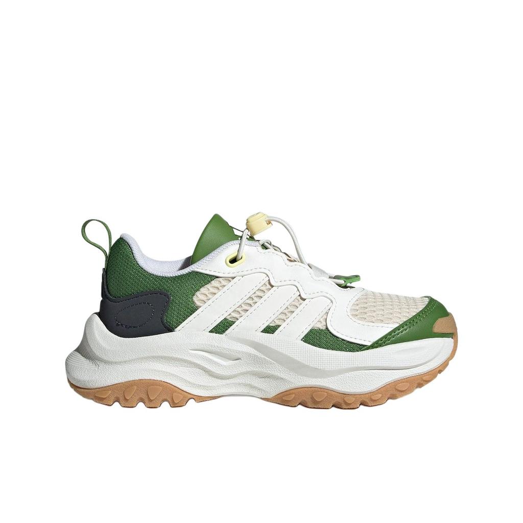 Adidas Maxxwavy Ткань из синтетической кожи Удобные Универсальные Нескользящие Износостойкие Низкие Повседневные Туфли Детские Повседневные Туфли Бело-зеленые JR5875