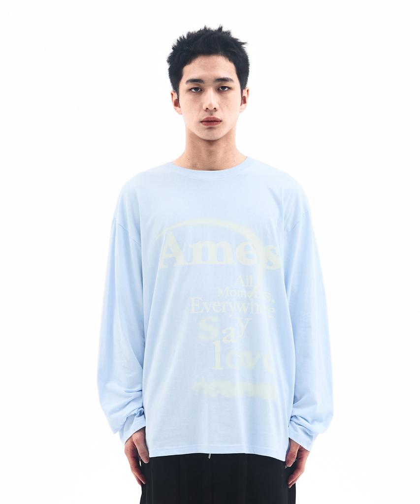 AMES-WORLDWIDE Big Typo Longsleeve Tee Sky Blue