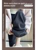 Dark Gray Petite High-Waisted Fleece-Lined Straight-Leg Herringbone Pants for Women - Autumn/Winter.