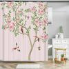 Занавеска для душа в китайском стиле с цветком и птицей, водонепроницаемая занавеска для ванной комнаты, ткань с 3d принтом и крючками, декоративная занавеска для душа