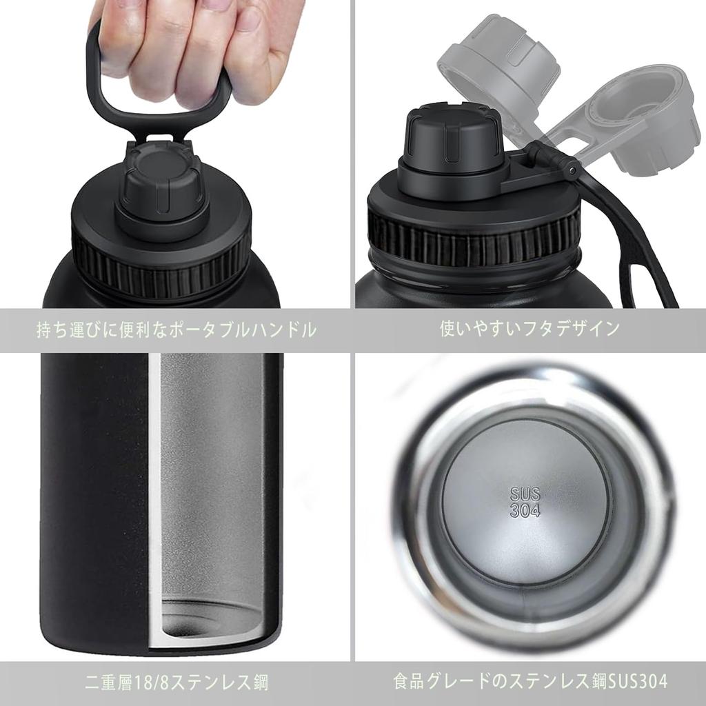 Бутылка для воды BEBAER 1 литр Бутылка из нержавеющей стали Двустенная с вакуумной изоляцией Легкая бутылка для воды 1000 мл Бутылка для воды Большой емкости Широкое горлышко