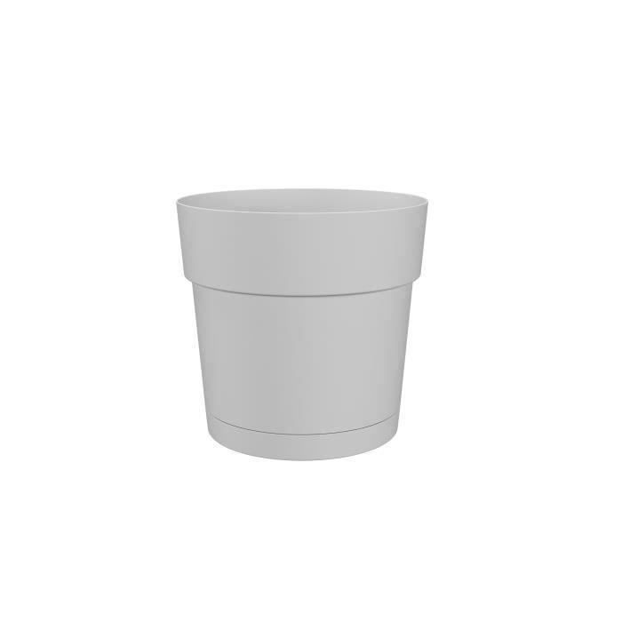 ARTEVASI Round Flower Pot CAPRI LARGE - Plastic - Water Reservoir - Diameter 30 Cm - Taupe - L 29.5 X W 29.5 H 28.2 Cm