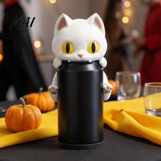 Beverage Container Stand 3D Printed Bat Can Holder, Funny Cartoon Vampire Cat Halloween Party Decoration for Standard Soda Cans, Desktop Decor,