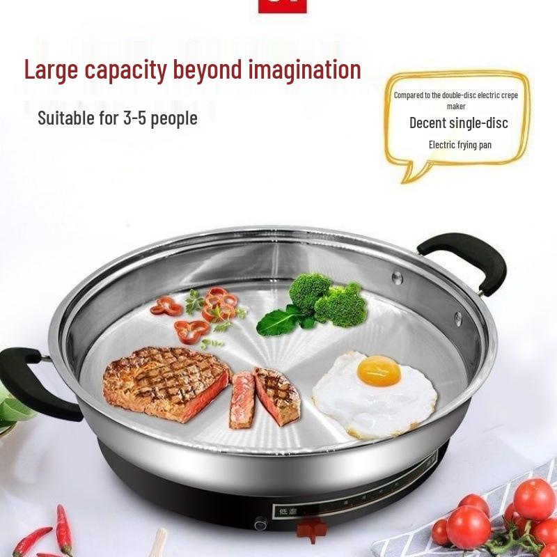 Enhanced Large-Capacity Stainless Steel Electric Pancake Frying Pan