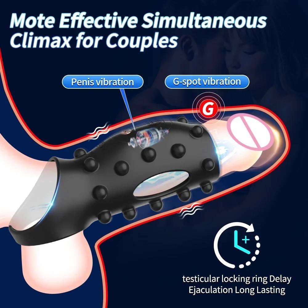 Vibrating Penis Sleeve Cock Ring G Spot Stimulate Women Penis Ring Vibrator Delay Ejaculation Adult Sex Toys for Men 18+