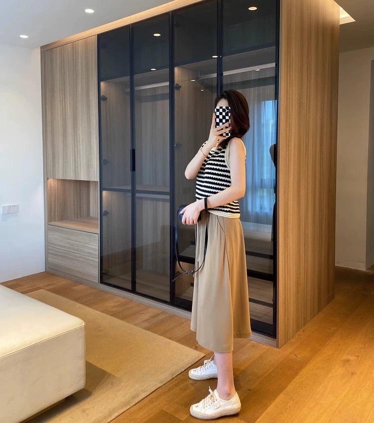 Женские широкие брюки из ледяного шелка с высокой талией — летние, утягивающие, в корейском стиле, свободный крой, подходят для фигуры типа «груша», юбка-брюки на завязках