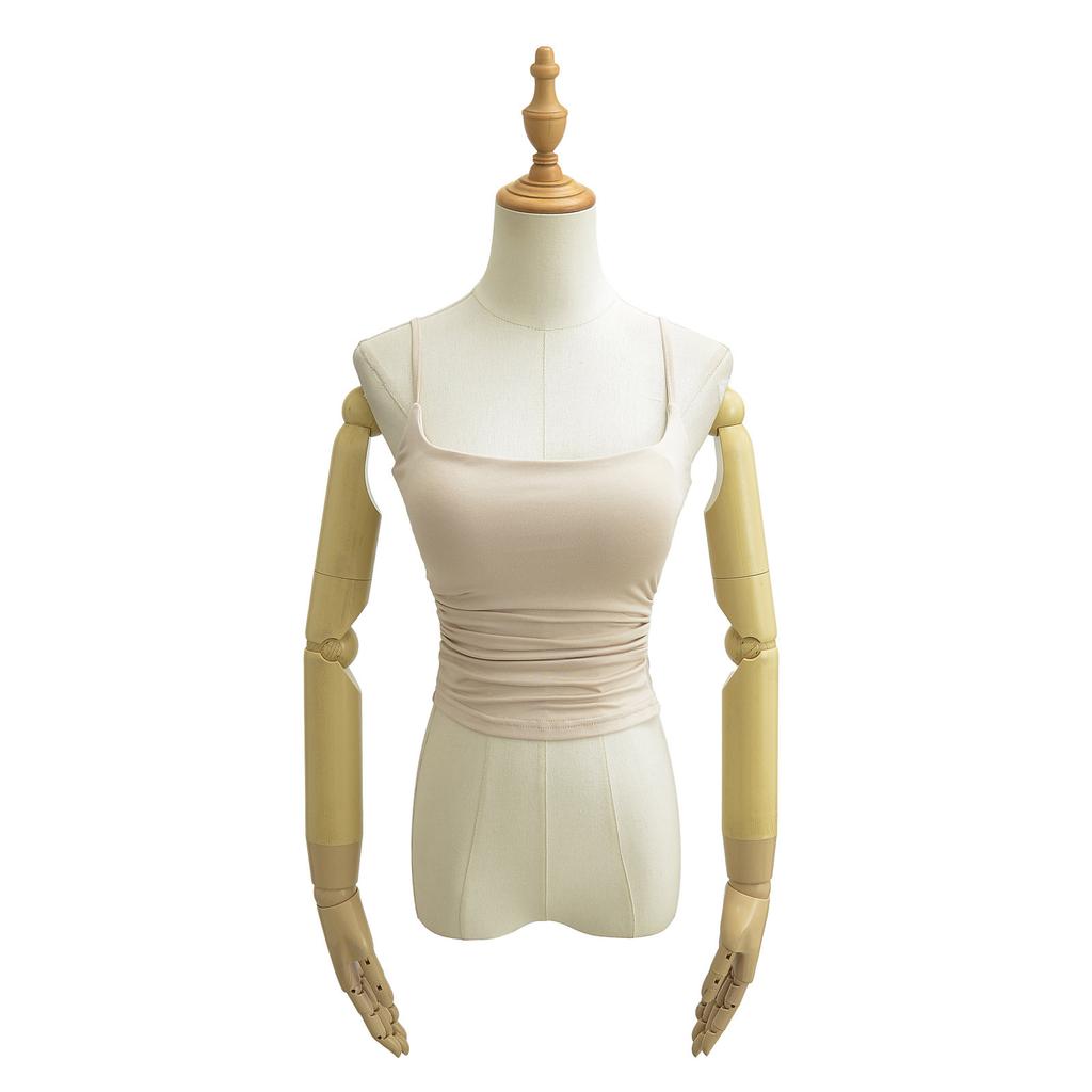 Сексуальный европейский и американский стиль, боковая плиссированная майка, пикантный женский стиль, плоский короткий жилет, эластичный топ