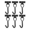 Набор из 6 магнитных крючков с поворотным механизмом, не требующих сверления, декоративные, красивые на вид, вращающиеся на 180 градусов крючки 0-15 кг, черные
