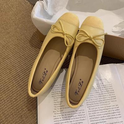 Женские туфли Мэри Джейн с французским бантом и неглубоким вырезом, новинка 2025 года, балетки на плоской подошве в стиле Сяосянфэн
