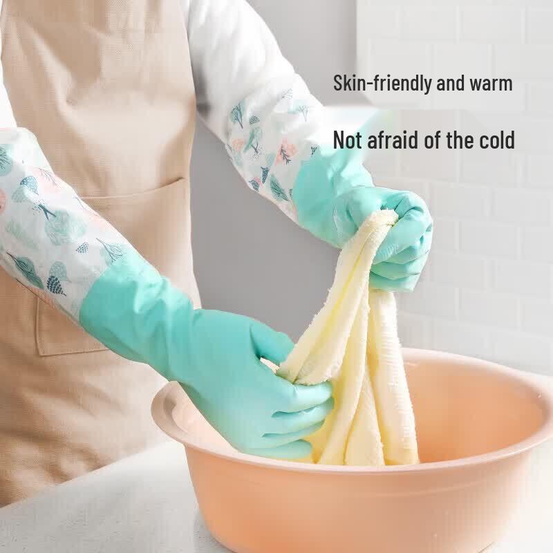 MARYYA Extra Long Fleece-lined Latex Household Gloves (3 Pairs)