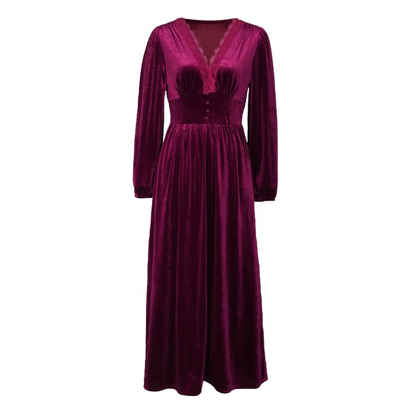 Весенние и осенние женские платья. Бархатные трикотажные платья. Темпераментные элегантные длинные платья.