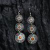 Vintage Bohemian Drop Dangle Earrings For Women Long Crystal Flower Hollow Geometric Enamel Ethnic Boho Wedding Earrings Jewelry
