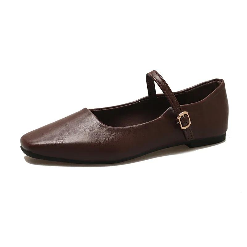 Fashion Mary Jane Single Shoes Thick Heel Shoes Elegant Classic Retro Square Toe Comfortable Soft Shallow Cut Low Heel Women's Shoes