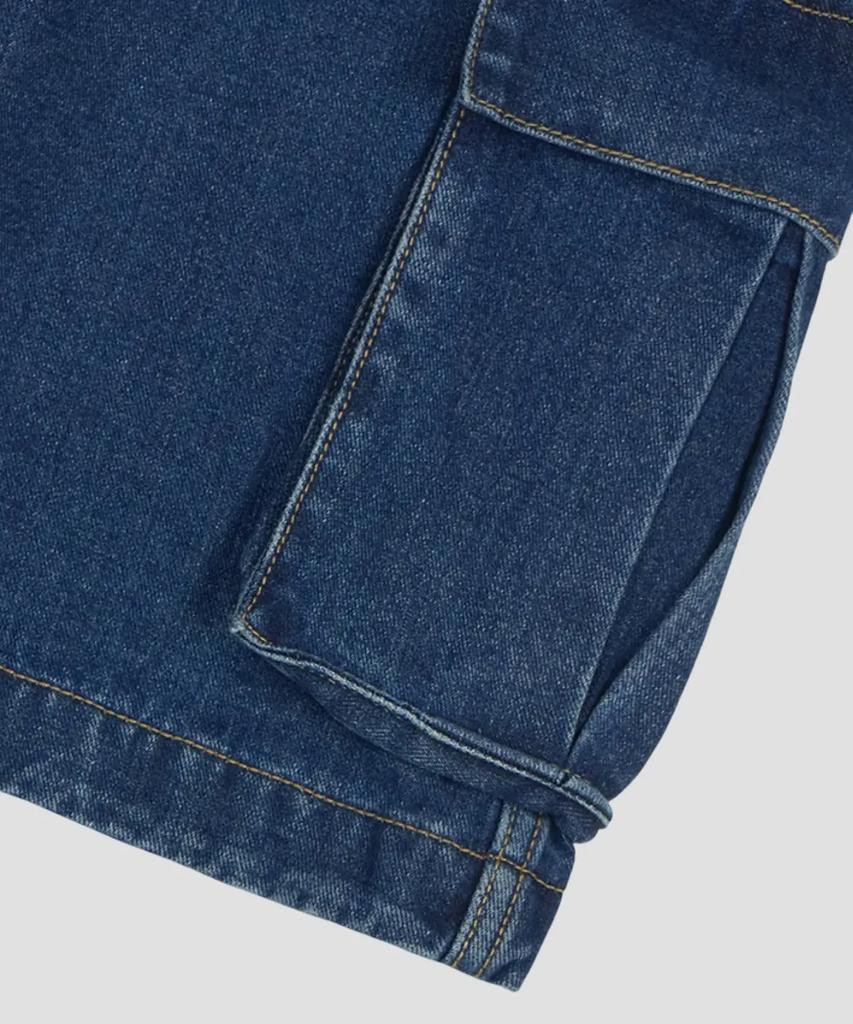 AGOD Bermuda Wide Single-Pleat Cargo Denim Shorts [Indigo]