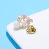 New Enamel Flower Collar Pin For Women Summer Fashion Design Brooch Pearl Jewelry Cubic Zirconia And Copper Material