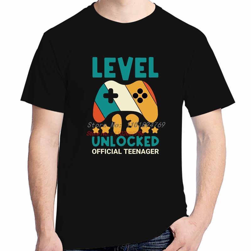 Level 13 Unlocked Gamer Logo Fashion Harajuku Graphic T Shirts Summer Cotton Unisexs Short Sleeve Tshirt Streetwear Unisexs Clothes