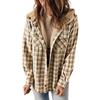 Women's Winter Casual Plaid Hooded Tweed Coat Thickened Padded Warm Jacket Lamb Wool Lining