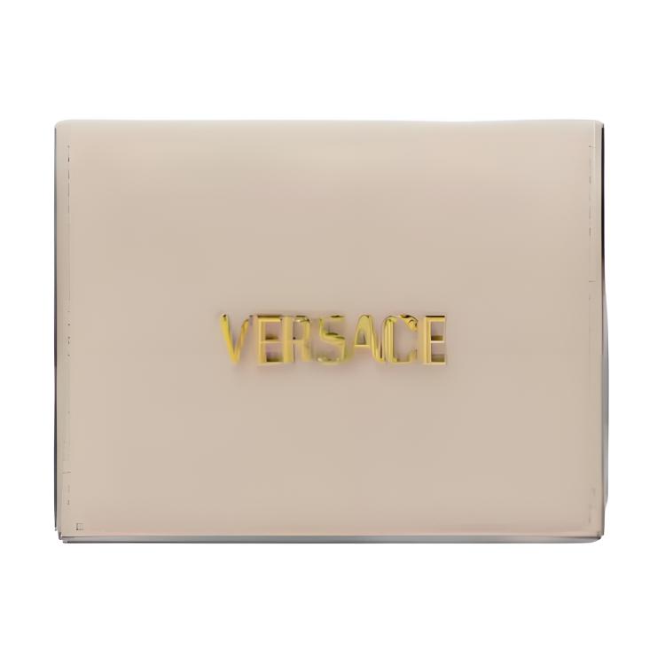 Versace Metal Hardware Double Fold Design Calfskin Wallet Women wallet Beige 1020080-1A13677-1YD7V