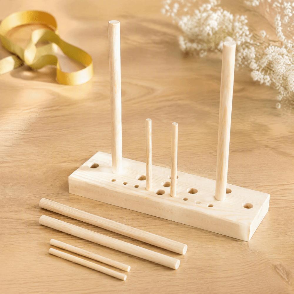 9pcs Beige Wood Finish Bow Making Tool Multi Size Adjustable Wooden Bow Maker Party Decorations