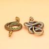 Vintage Brass Snake Zodiac Keychain Intricately Carved Antique Finish Lucky Horoscope Charm for Keys Luggage