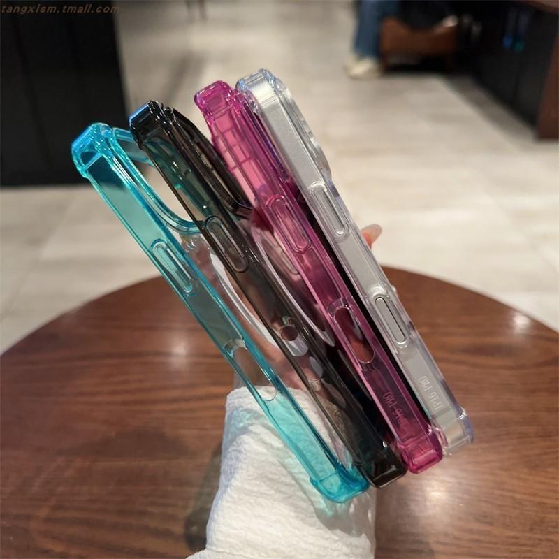 Прозрачный противоударный бронированный магнитный чехол для телефона iPhone 16 15 11 12 13 14 Pro Max Для беспроводной зарядки Magsafe Задняя крышка