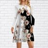 Women Casual Dress Autumn Red Peony Print Dresses For Women O-neck Short Sleeve Dress Plus Size