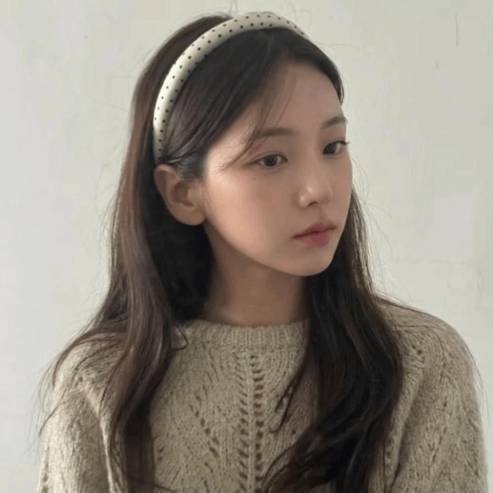 Black White Color Polka Dot Headband Non-Slip Temperament Hair Band Fashion Wide Headband Casual