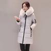Fashion Women Long Down Cotton Parka Fur Collar Hooded Coat Winter Warm Jacket