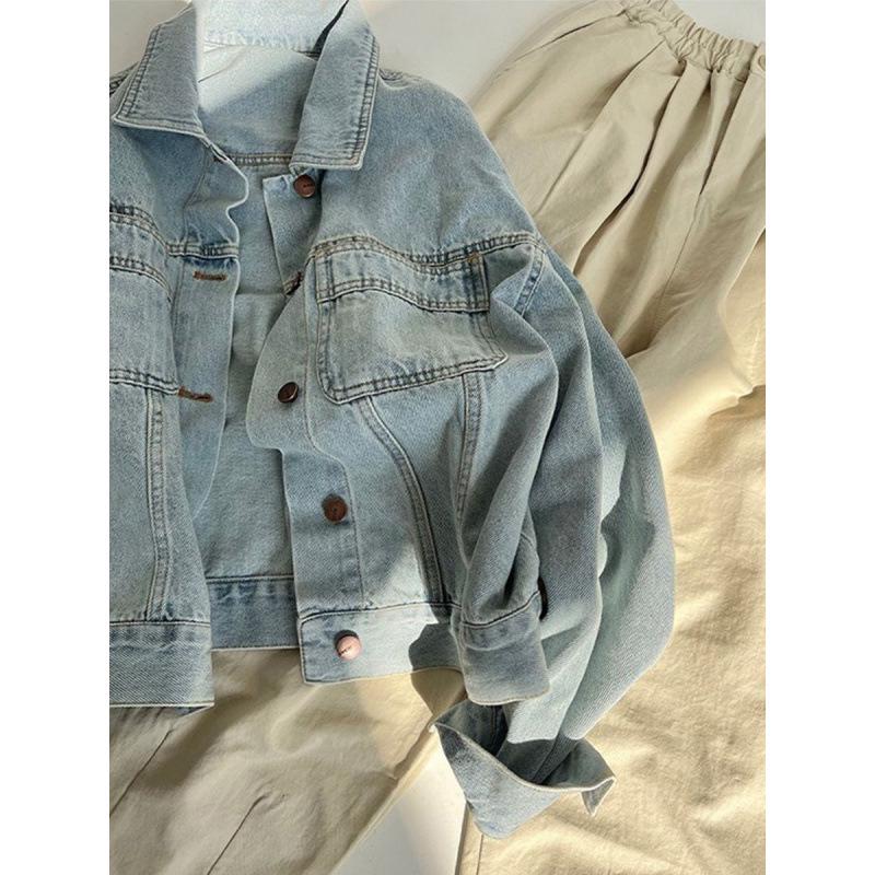 2024 Spring/Autumn Women's European-Style Retro Denim Jacket - Korean Loose Fit