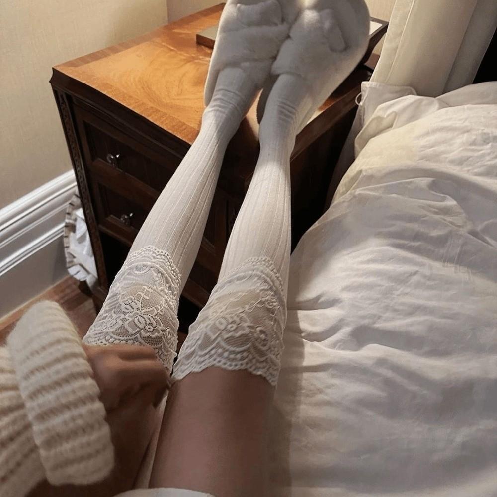 Lace Design Thigh High Socks Knee High Lolita Stockings Warm Boot Accessories for Girls