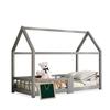 Lit d'appoint - MUVOE - 90 x 200 cm - Bois de pin gris - Avec sommier à lattes - Pour enfant