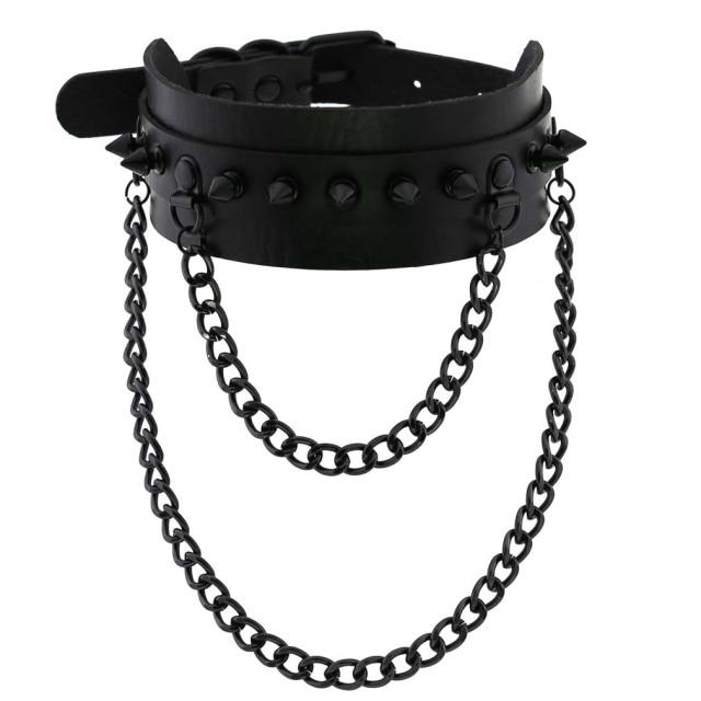 Goth Punk Spike Rivet Choker Collar For Women Steampunk Pentagram Necklace Emo Neck Strap Cosplay Chocker Gothic Accessories