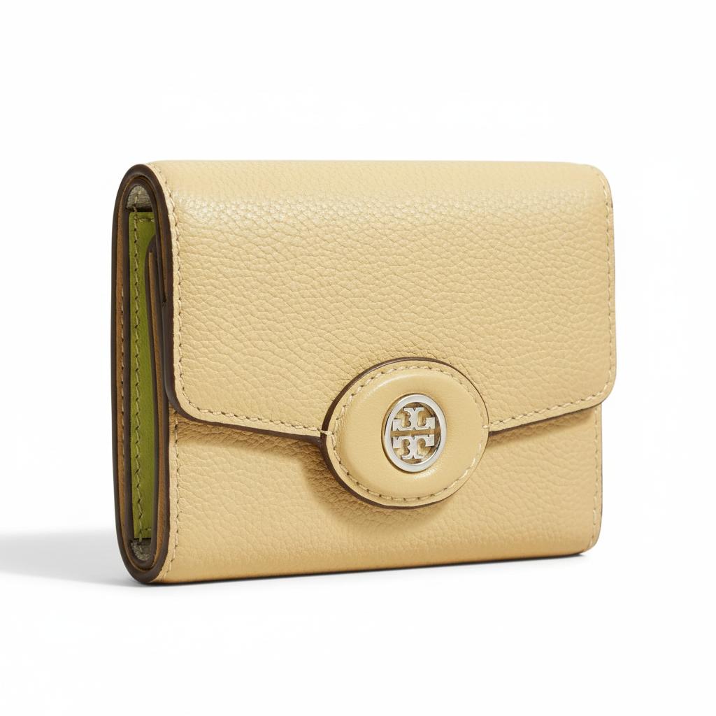 Tory Burch Robinson Tri-Fold Design Leather Wallet Small Women wallet Butterscotch 165002-200