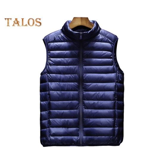 Мужской хлопковый жилет с воротником-стойкой, без рукавов, застежкой-молнией, легкий стеганый жилет, однотонный хлопковый жилет, куртка с карманами