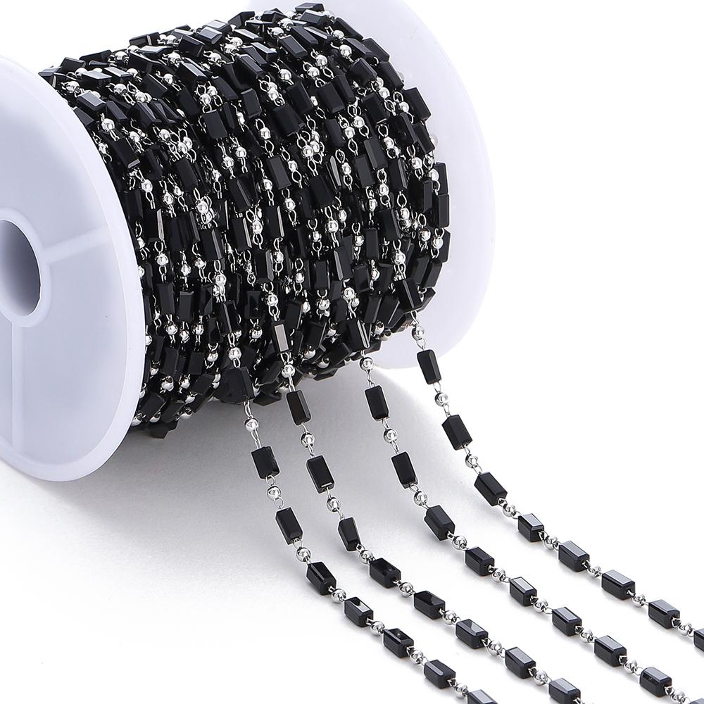 1Meter Bohemian Necklace Chain Cuboid Cube Beads Chains for DIY Necklace Bracelets Jewelry Making Accessories Handmade Chain