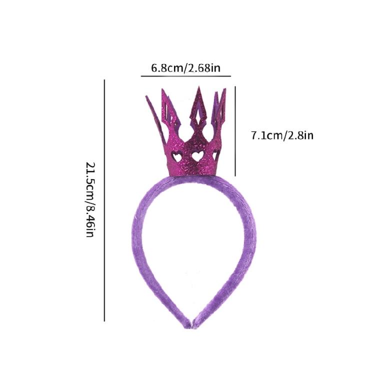 Glittering Powder Crown Hairband Hollowed Heart Tiaras Headband for Women Teens Birthday Party Celebration Costume Props