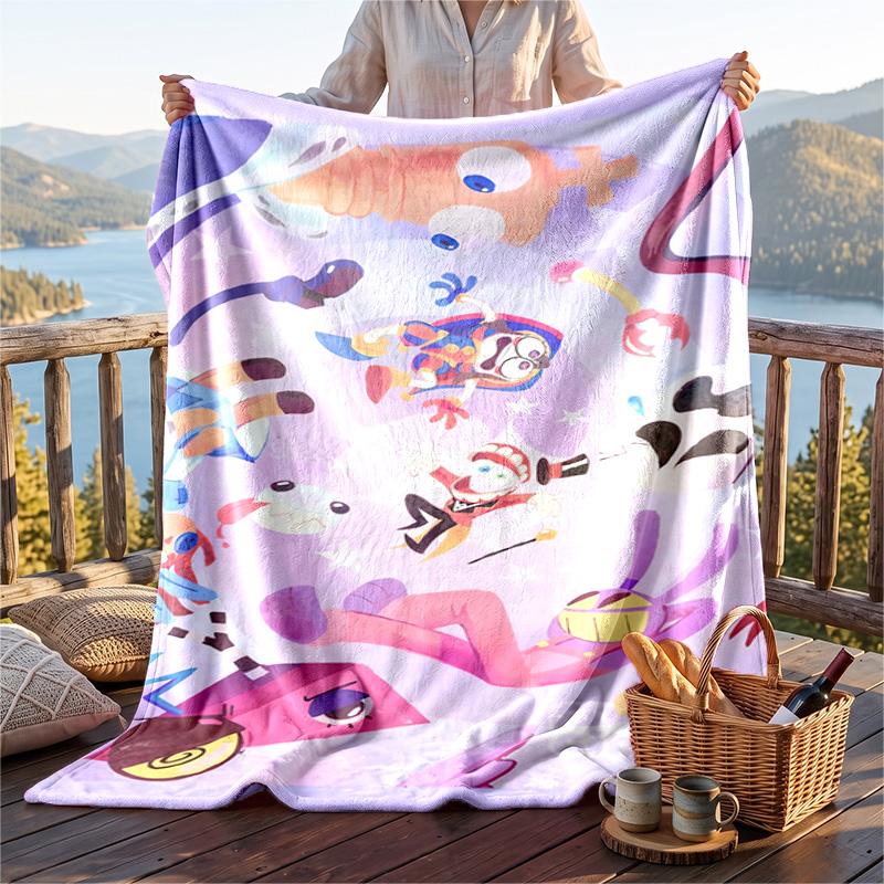 Warm Flannel Blanket The Amazing Digital Circus Pattern, Lightweight Comfortable Throw Blanket for Bed Sofa Use