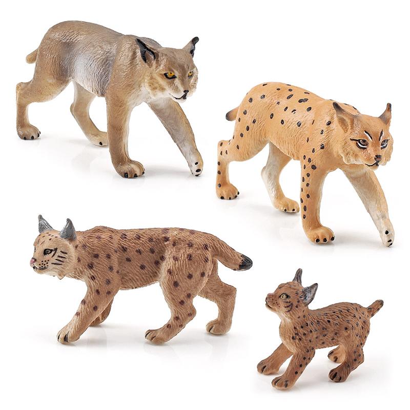 Realistic Simulated Forest Animal Lynx Scale Model Solid Simulation Bobcat Wild Fox Action Figures Toys Playsets For Children Christmas Gift Presents