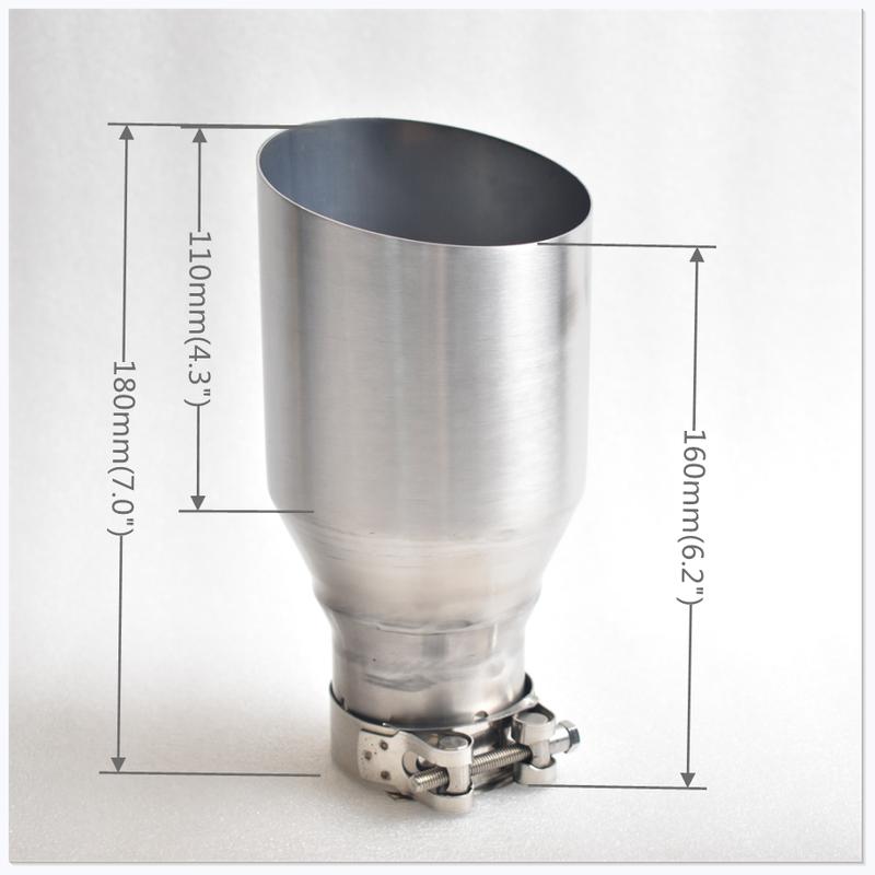 RE Exhaust nozzle 304 stainless steel silvery brushed single tube car exhaust nozzle 2.5 inches 4.5 inches car exhaust nozzle