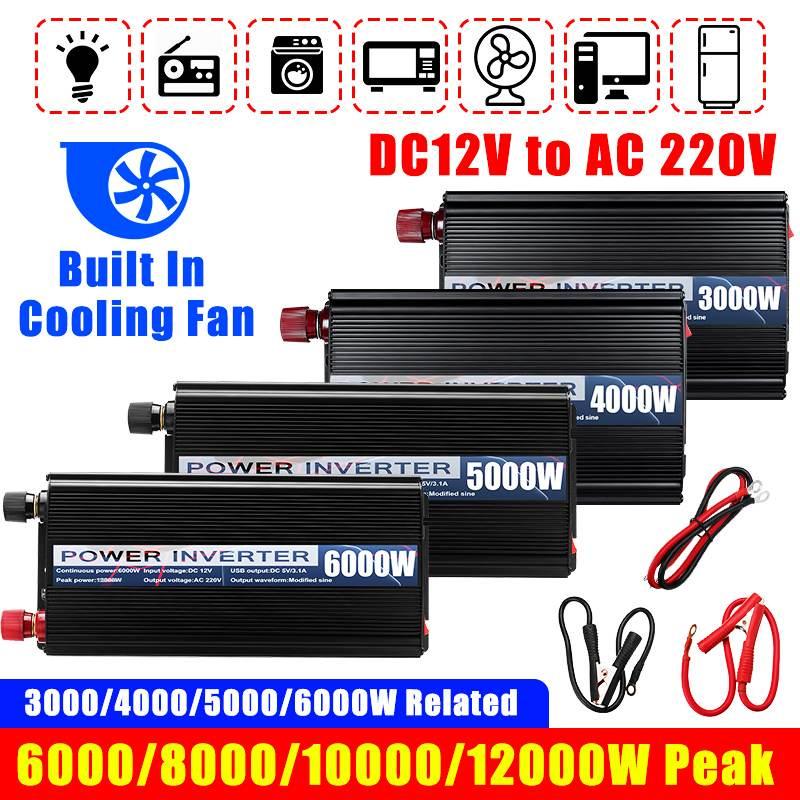 12000 Вт DC 12 В в AC 220 В двойной USB зарядка автомобильный инвертор зарядное устройство адаптер конвертер с предохранителем