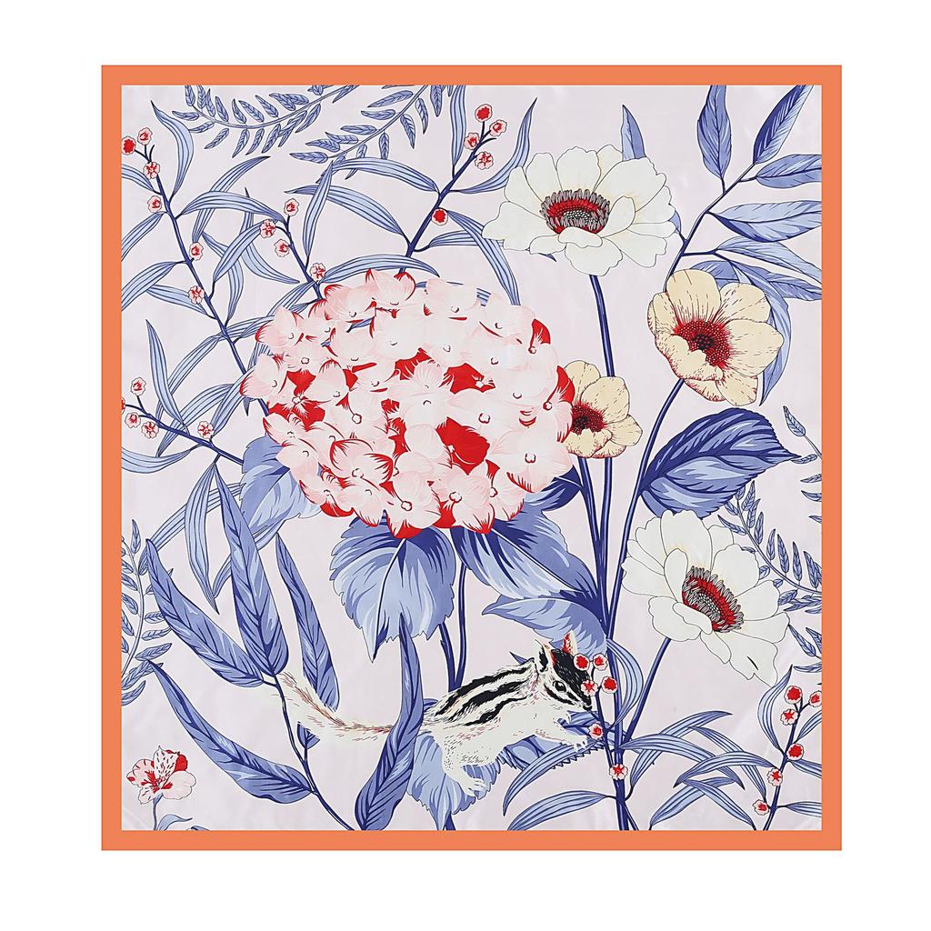 Women Fashion Square Vintage Print Satin Neckerchief Sun-Proof Scarf Scarves Shawl High Quality 1PC 90*90cm