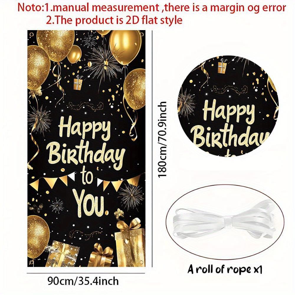 Happy Birthday Door Curtain Shimmering Stars Sequins Champagne Polyester Home Decor