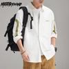 Модная мужская рубашка 4XL, весенняя молодежная уличная одежда, 100 хлопка, повседневная, с отложным воротником, с длинным рукавом, с лоскутным дизайном, мешковатые рубашки