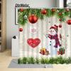 Рождественские шторки для душа Смешной снеговик Зеленая сосновая ветка Красный рождественский шар Винтажная серая деревянная доска Новогодний тканевый декор для ванной